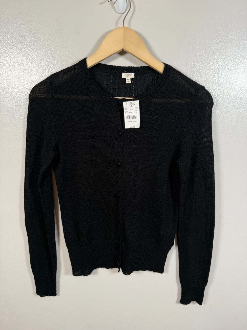 J. Crew Cardigan Sweater Size XS Black Wool Alpaca Minimal Classic Work Office